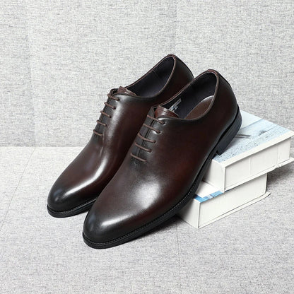 Classic Handmade Mens Dress Shoes Genuine Leather Whole Cut Round Toe Oxford Shoes Business Wedding Formal Suit Shoes Man