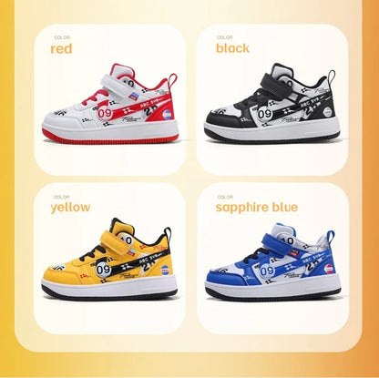 Cute girls and boys basketball shoes school activities children's casual shoes low-cut shoes autumn and winter new leather shoes