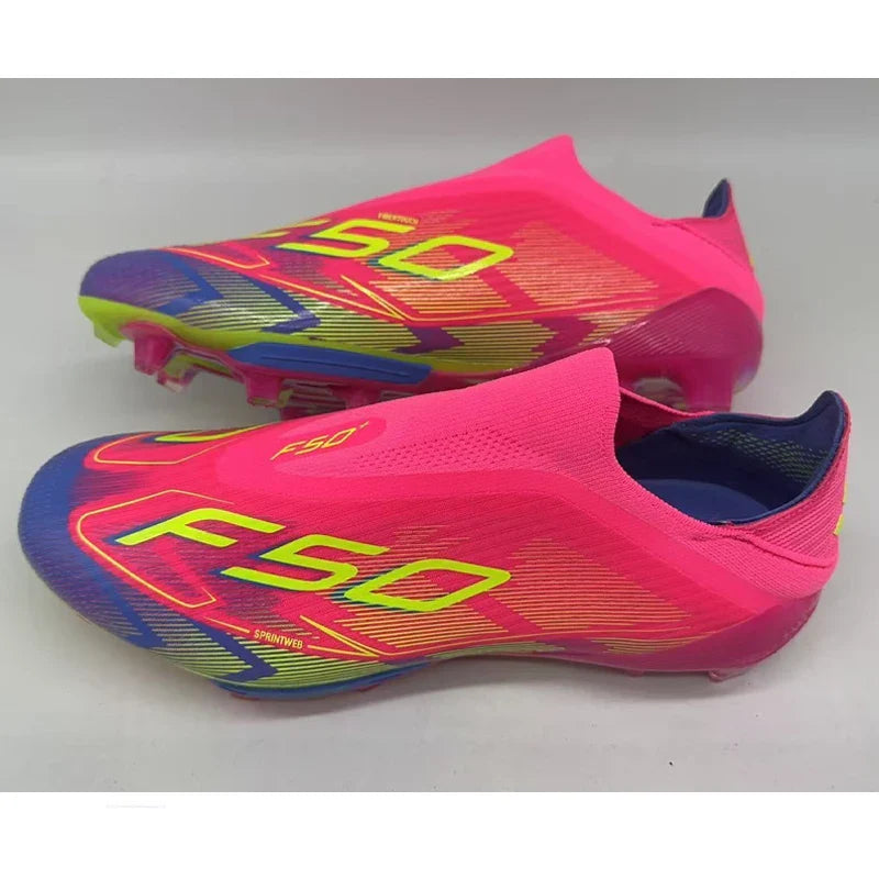 Without-lace Mens Soccer Shoes Football Shoes F50+ TF/FG Football Field Boots Comfortable Non-Slip Training Soccer Sneakers