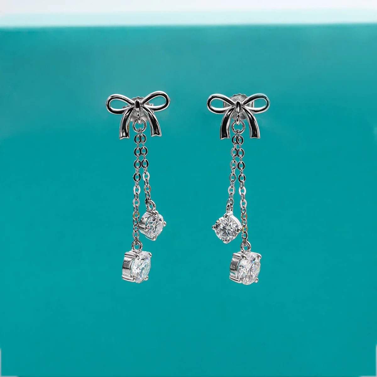 3cttw D Color Moissanite Diamond Bow Drop Earrings 925 Sterling Silver Stud Earrings Charm Jewelry Wholesale