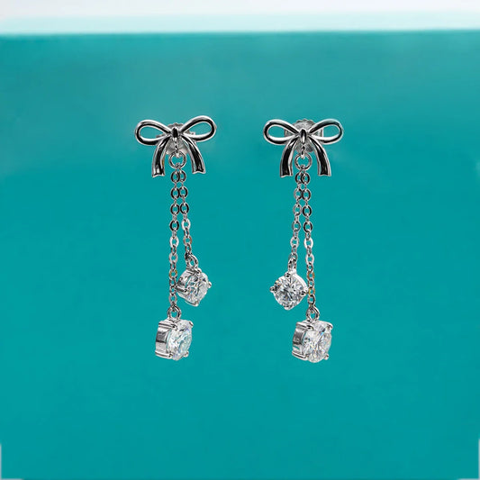3cttw D Color Moissanite Diamond Bow Drop Earrings 925 Sterling Silver Stud Earrings Charm Jewelry Wholesale