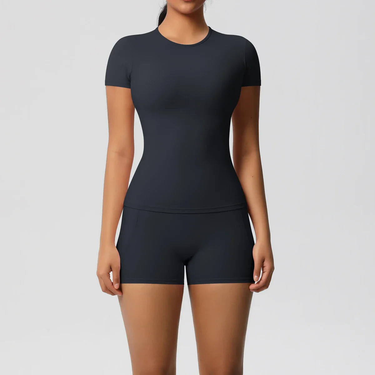 Workout Sportswear 2Pcs Piece Female Yoga Shirt Push Up Workout Clothes Women Outdoors Sport  High Waist  Fitness Sport Shorts