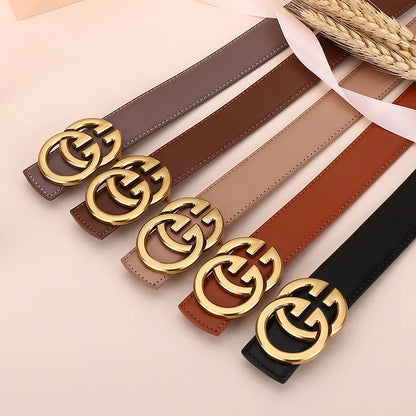 Ladies genuine leather belt, versatile decoration for business and casual wear, simple and fashionable, with a high-end feel.