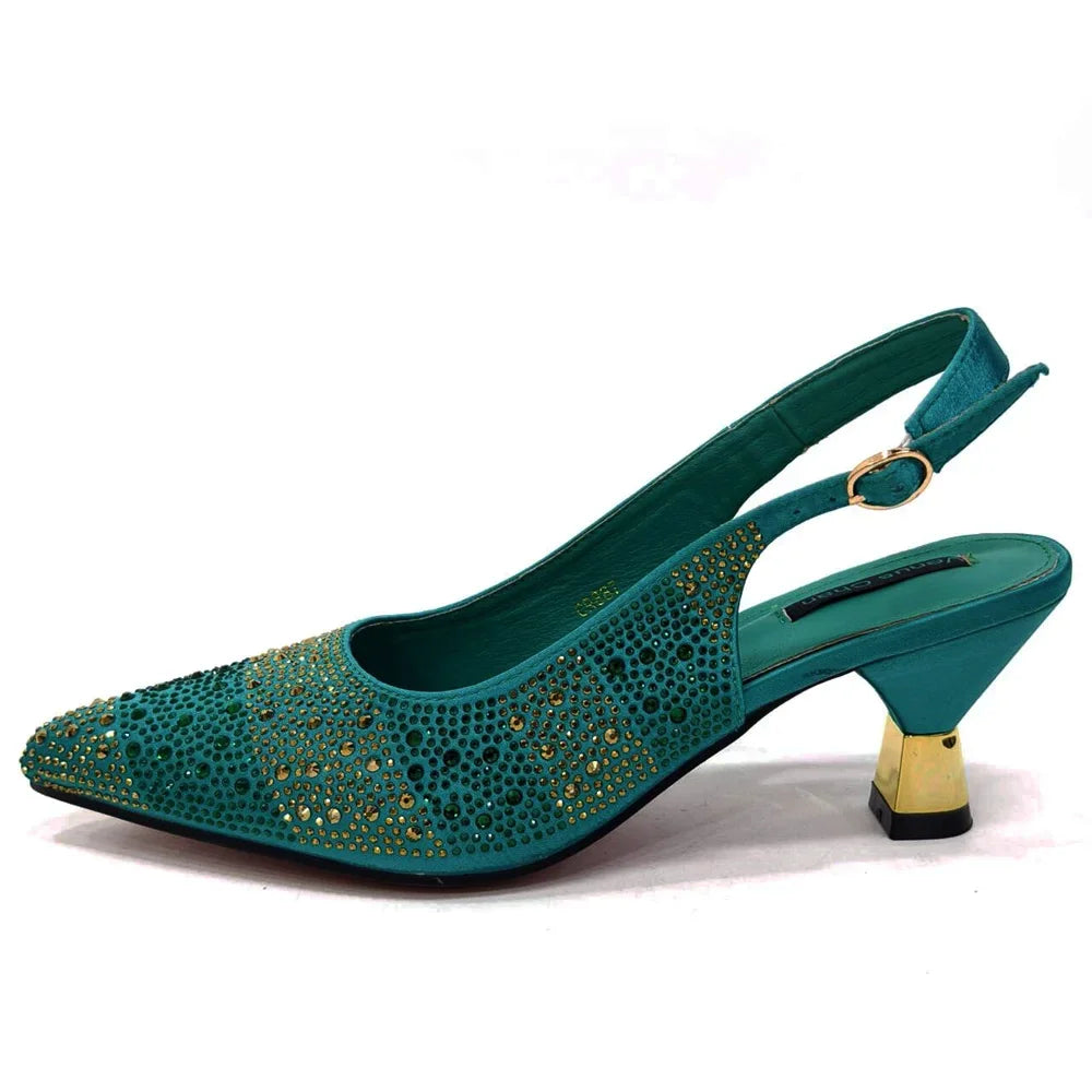 Fashionable Party Shoes and Bags Nigerian Women’s Party Suit Medium Heel Pointed Toe Women’s Shoes and Same Color Bag