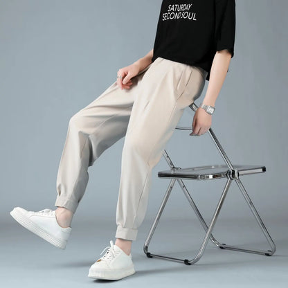 Pleats Men's Casual Harem Pants Japanese Style Fashion Loose Pants Harajuku Male Feet Solid Color Youth Trousers Streetwear