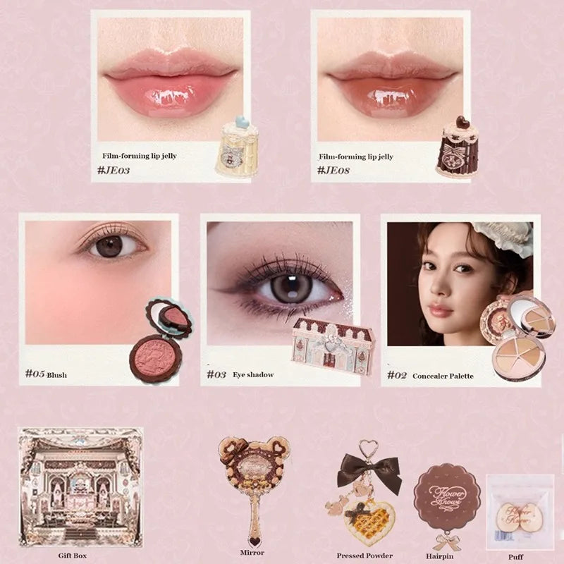 THE SWEETIE BEAR COLLECTION Makeup Gift Set All In Concealer Palette Blush Setting Powder Lip Jelly Gift Box Mirror