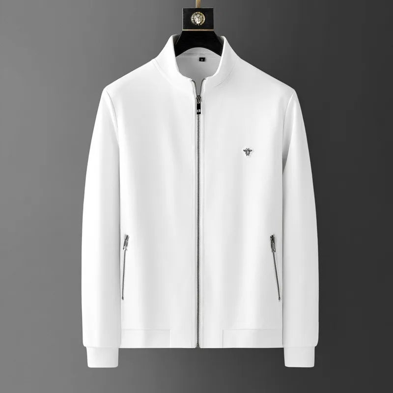 Spring Autumn Men's Sets Luxury Bee Printed Zipper Sweatshirt Solid Color Leisure Sports Elastic Wasit Pants Man Suits