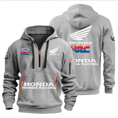 Racing Autumn and Winter Men's Multi-Pocket Zipper Hoodie Casual Sportswear and Loose Hoodie Long Sleeve Top