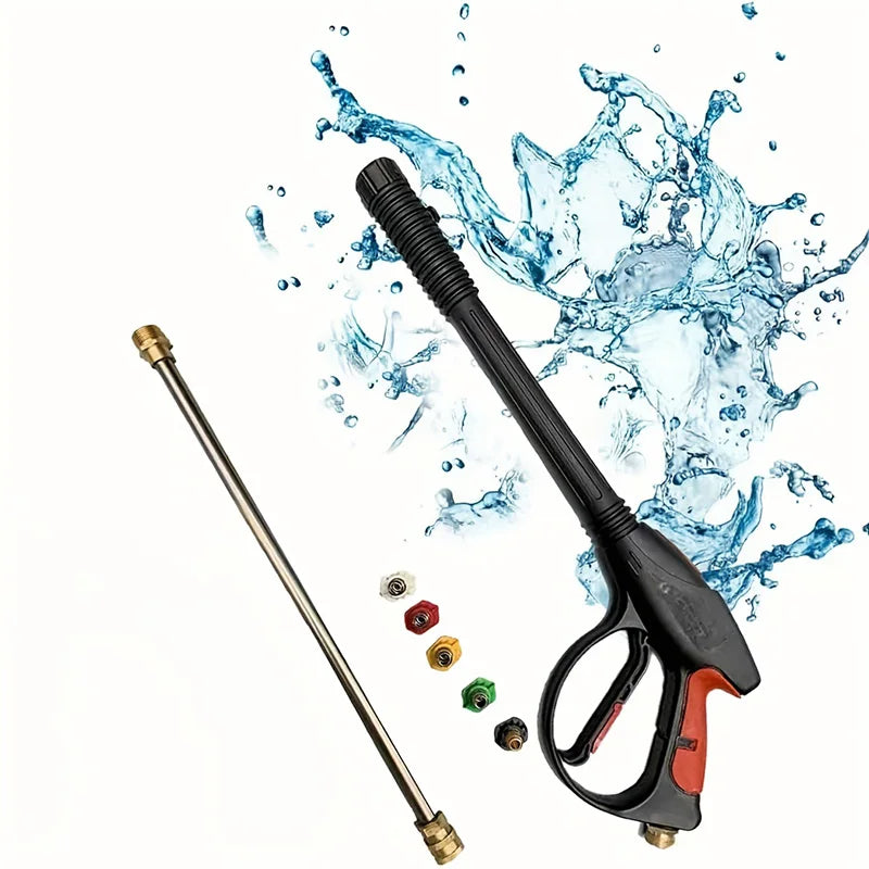 Portable High Pressure Car Wash Gun with Adjustable Extended Rod Household Water Pipe Matching Car Cleaning Tool for Home Outdoo