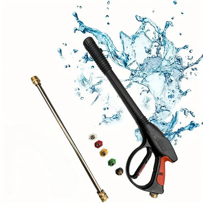 Portable High Pressure Car Wash Gun with Adjustable Extended Rod Household Water Pipe Matching Car Cleaning Tool for Home Outdoo
