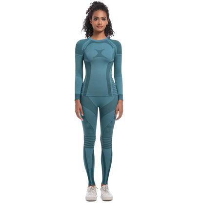 Women Skiwear Set Yoga Set Skiing Underwear Fitness Workout Thermal Gym Ski Snowboarding Running Yoga Exercise Suit Long Johns