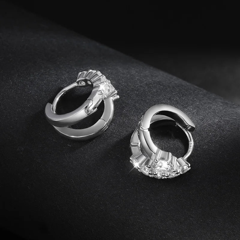 100% Real D Color 0.3CT 4mm Moissanite Hoop Earrings For Women S925 Sterling Silver Plated 18K White Gold Diamond Earring