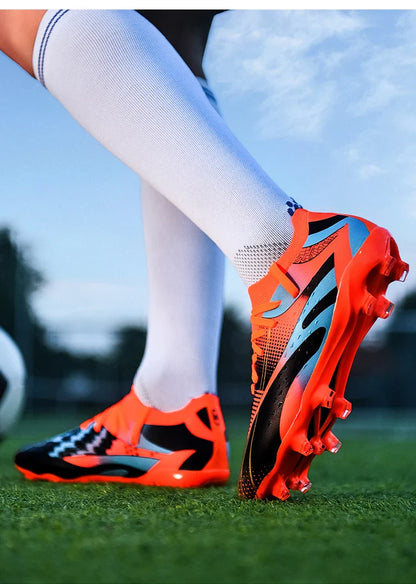 Professional Long Spikes Football Field Cleats Men Women Trend Pink Soccer Shoes Society Man Trainers Futsal Sneakers Size 33-46