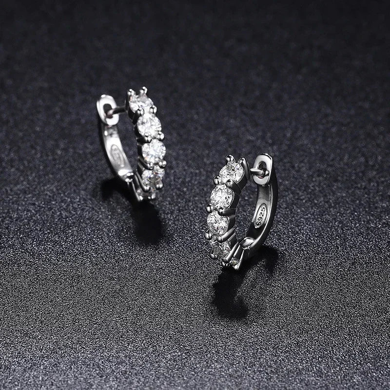 3mm D Color Moissanite Earrings 925 Sterling Silver Plated White Gold Hoop Earring for Women Wedding Party Fine Jewelry