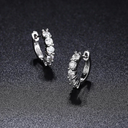 3mm D Color Moissanite Earrings 925 Sterling Silver Plated White Gold Hoop Earring for Women Wedding Party Fine Jewelry