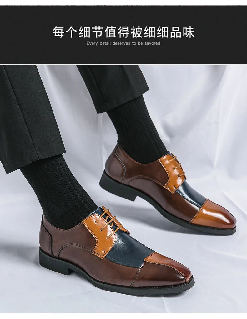 Trend Social Leather Shoes Men Classic Casual Business Leather Shoes Retro Men's Dress Shoes High Quality Office Wedding Leather