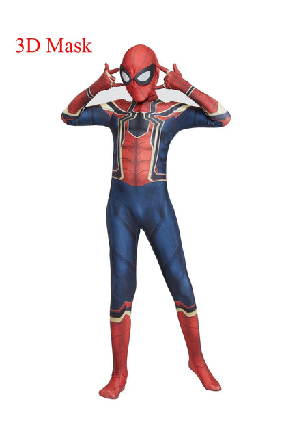 3D Mask Costume for Kid Adult Miles Morales Spider-Man Cosplay Bodysuit Halloween Carnival Superhero Full Body Zentai Jumpsuit