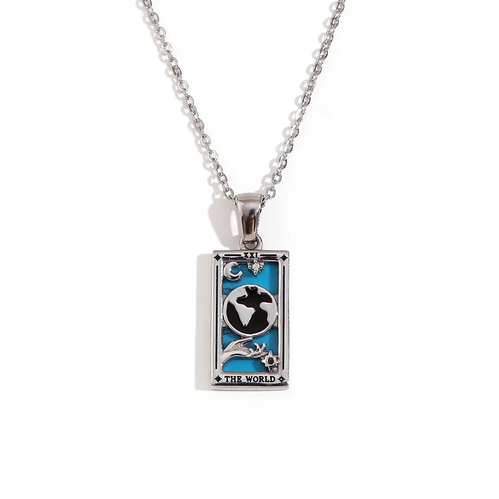Original New Tarot Queen Lover Magician Moon Necklace Tarnish Free Stainless Steel Jewelry 18K Gold Plated Decoration