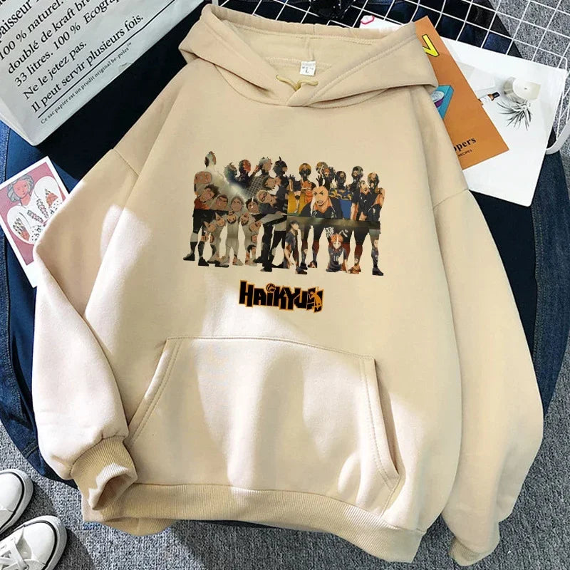 90s Japanese Anime Haikyuu Hoodies Women Funny Karasuno Fly High Graphic Streetwear  Fashion Male Sweatshirts Unisex Harajuku