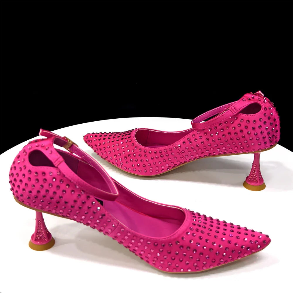 Women's Heels and Bag Set – Elegant Rhinestone Designer Shoes for Weddings & Special Occasions
