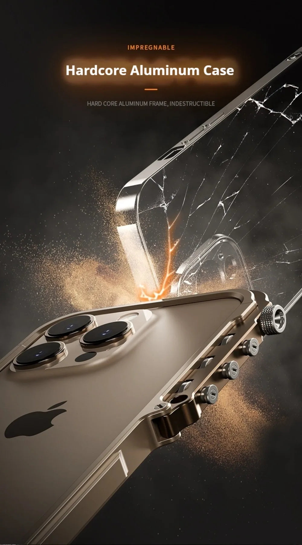 Cyberpunk Punk Mechanical Phone Frame Case For iPhone 17 Air 16 15 14 13 Pro Max Plus Aluminum Alloy Metal Shockproof Bumper