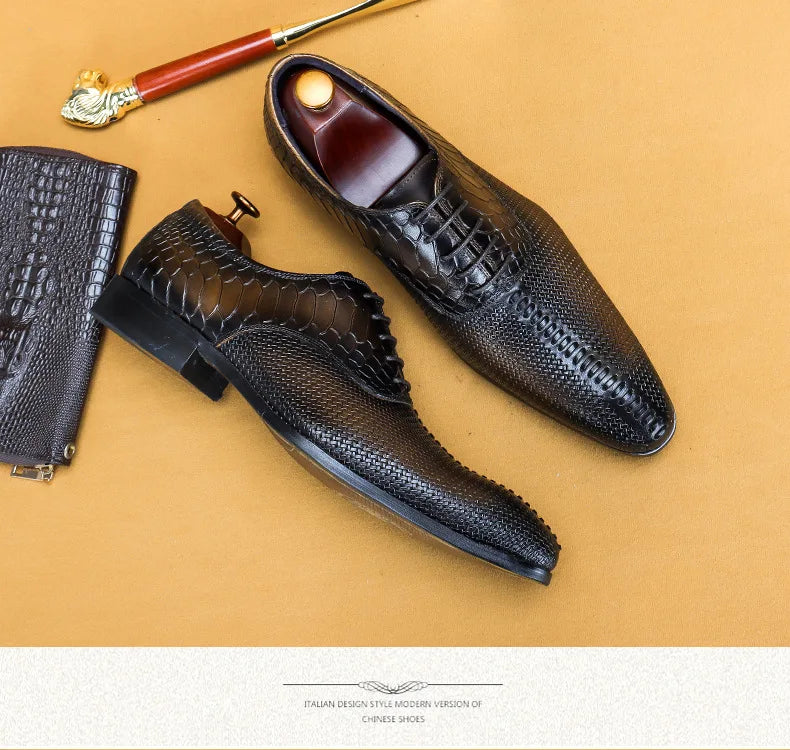 Italian Men Oxford Shoes Genuine Leather Lace Up Luxury Black Brown Mens Dress Shoes Office Business Wedding Formal Shoes Men