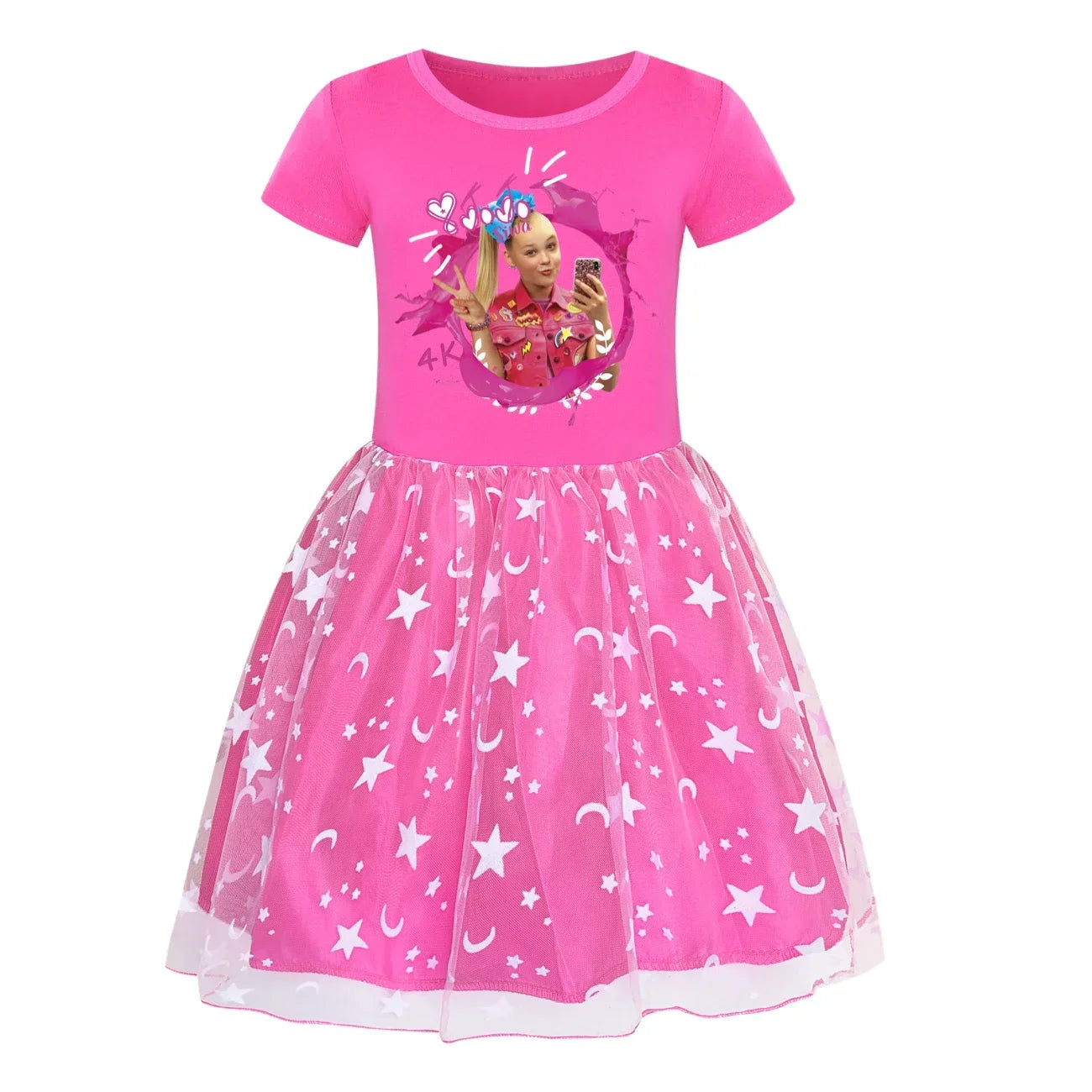 2025 Girls Princess Dress Kids Cute JOJO Siwa T Shirt Pleated Dresses Children Summer Vestidos Cartoon Birthday Party Clothes