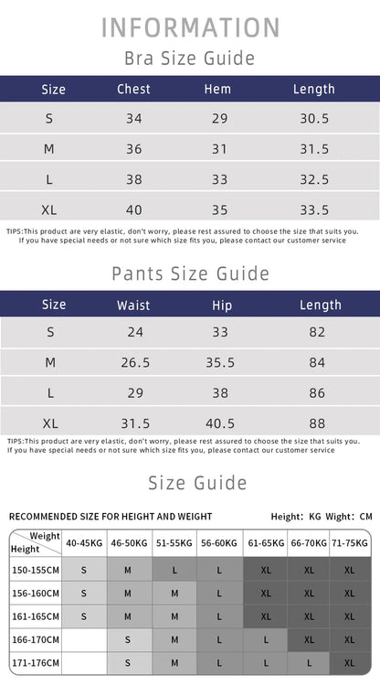 2 Piece Yoga Clothes Women's Tracksuit Athletic Wear Pilates Fitness Suit Gym Workout Push Up Clothes Sports Bra Leggings Suit