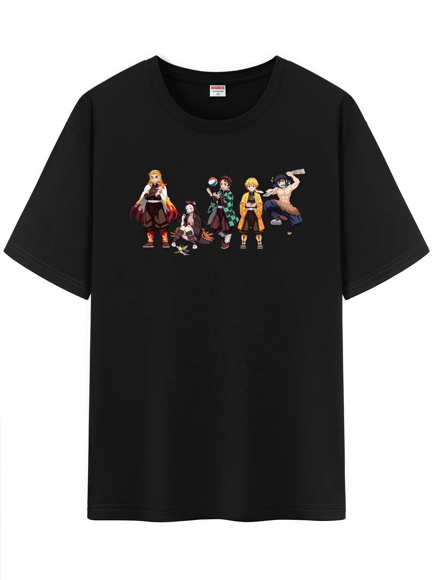 Unisex Japanese Anime Pattern T-Shirt,Demon Slayer Character Tanjirou Nezuko Graphic Short Sleeve Regular Fix Tee Shirt