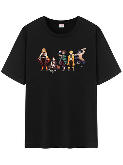 Unisex Japanese Anime Pattern T-Shirt,Demon Slayer Character Tanjirou Nezuko Graphic Short Sleeve Regular Fix Tee Shirt
