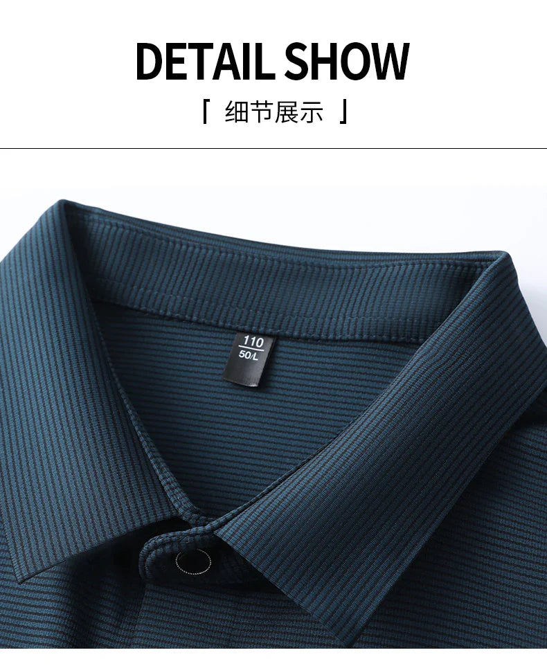 2024 Summer New Short sleeved High end Textured Letter Men's POLO Shirt Comfortable Silk Ice Feel Casual Business lapel T-shirt