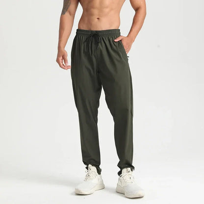 Men Gym Jogging Sport Pants Thin Loose Quick-Dry Long Exercise Clothing Zipper Pockets Training Bodybuilding Trouser Marathon