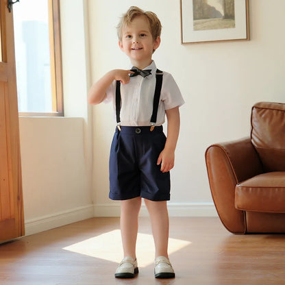 Summer Children Boys Suits For Wedding Formal Kids Children Boys Strap Suit Set Elegant Kids Boys Wedding Birthday Party Costume