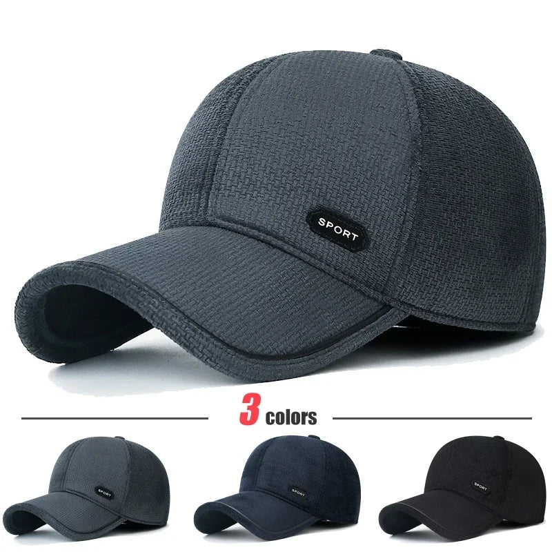 New Middle-Aged and Elderly Winter Windproof, Cold-Proof and Warm Baseball Cap With Ear Protection and Thickened Peaked Cap