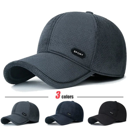 New Middle-Aged and Elderly Winter Windproof, Cold-Proof and Warm Baseball Cap With Ear Protection and Thickened Peaked Cap