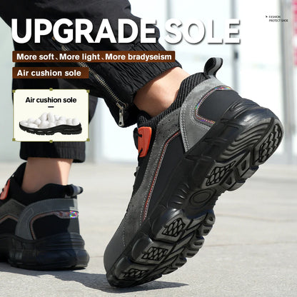 Rotary Buckle New Work Sneakers Lightweight Protective Shoes Safety Industrial Puncture-Proof Anti-smash Men Steel Toe Shoes