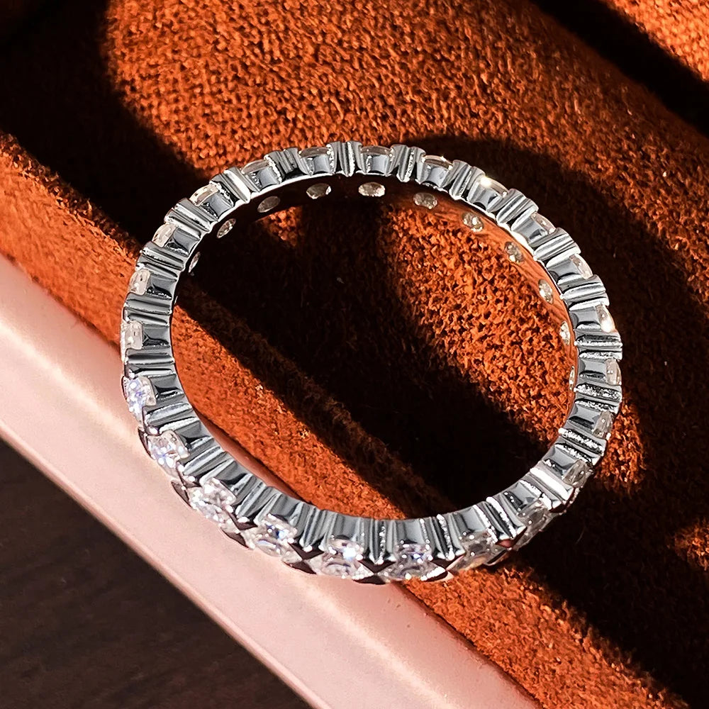 2.5mm D VVS1 Moissanite Eternity Band Rings for Women GRA Certified Jewelry 925 Sterling Silver Engagement Wedding Ring