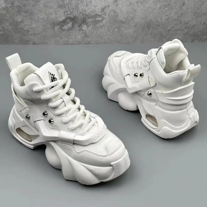 Men's Boots High Top  New Trend Wear-resistant Synthetic Leather Boots Casual Lace Up Height Increasing Fashion Boots 2025