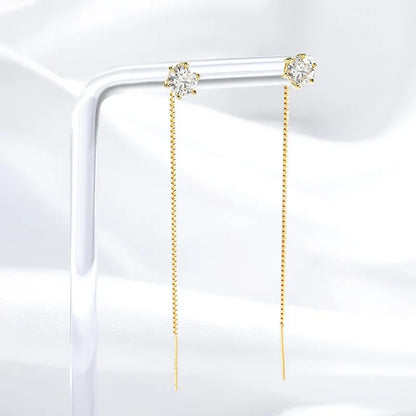 Each 0.5/1CT Tassel Moissanite Drop Earrings for Women 925 Sterling Silver Plated 18k Gold Jewelry Sparkling Earring