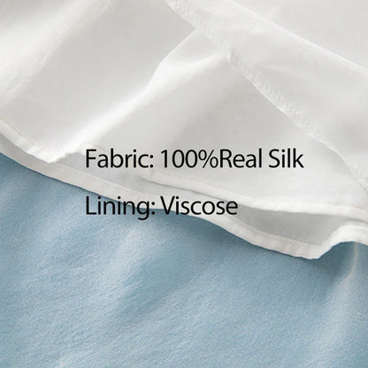 Women 100%Real Silk Elegant Skirts, Elastic Waist Solid, French Temperament Fairy Commute Skirt, 2025 Summer B56433CC