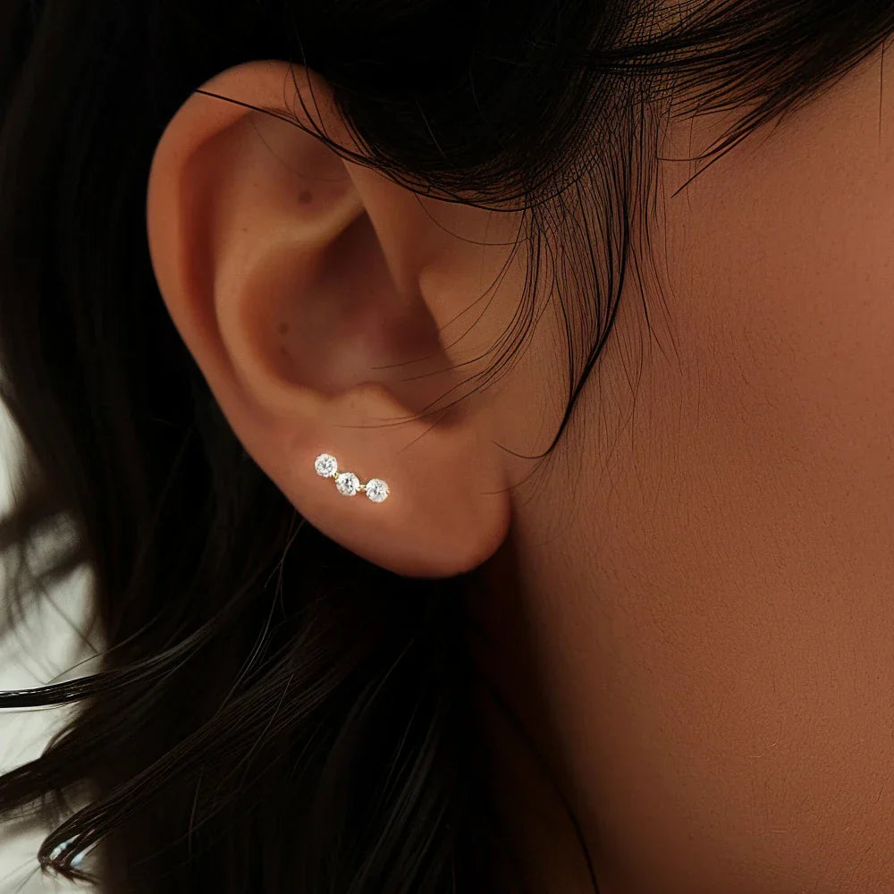 Heart Round Ball Flat Helix Piercing Earring 925 Sterling Silver Ear Studs Geometric Zircon Exquisite Trinket Studs Aretes