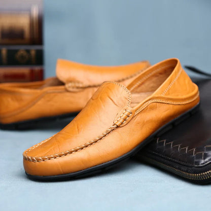 Men Leather Loafers Comfortable Slip On Shoes Breathable Lightweight Walking Shoes for Big Size 47 Casual Soft Driving Shoes