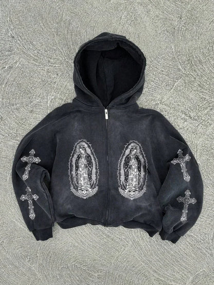 New Trend Hoodie Y2K Personalized Printed Sweatshirt Men's Harajuku Jacket Gothic Zipper Casual Sportswear Loose Fashion Hoodie