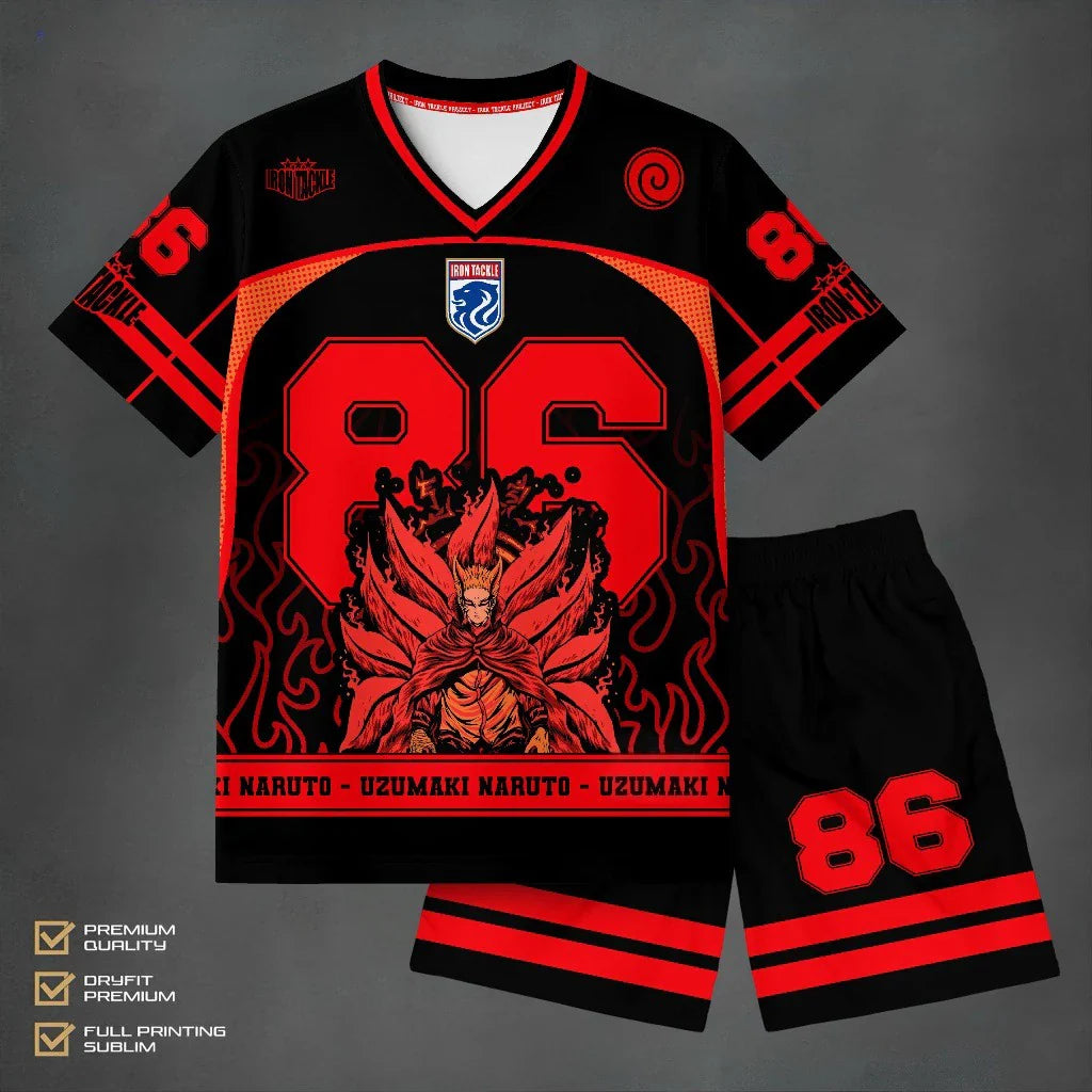 Anime Print Jersey Set Adult Kid T-Shirt & Shorts 2Pcs Family Summer Breathable Quick Dry Sportswear