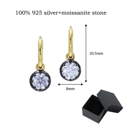 14K Plated Certified D Vvs1 Moissanite Drop Earrings for Women 8MM Luxury Wedding Jewelry Gift 100% Real S925 Pure Silver