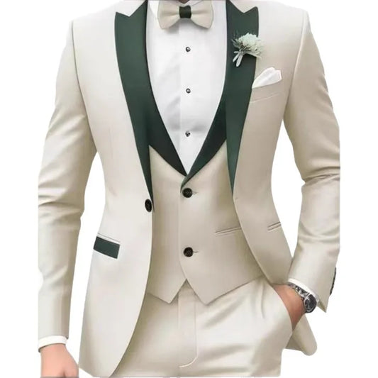 Business Casual MC Wedding Groom Best Man Dress Jacquard Men's Suit Three-piece Set  Wedding Suits for Men  Mens Suits  Suit