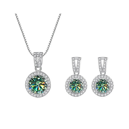 2ct total Moissanite Jewelry Set Sterling Silver 925 Necklace Earrings Fine Jewerly Wedding Set Pass Dismond Tester