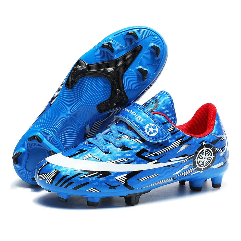 Hot Child Football Boots Outdoor Trainers Soccer Shoes For Kids Boys Hook Loop Football Sneakers Cleats Futsal Shoes Children