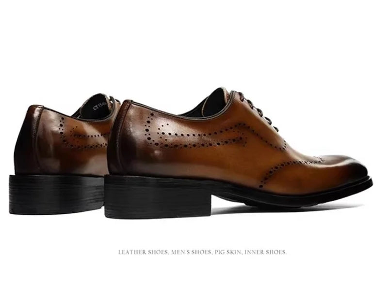 High Quality Cowhide Leather Shoes Men New Style Business Formal Shoes Lace-up Oxford Dress Shoes For Man