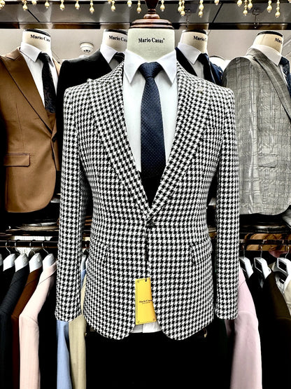 Office 3-pieces Men's Suit Patterned Handsome Jacket Pants Vest Groom Wear Four Seasons Stylish Single Breasted Set